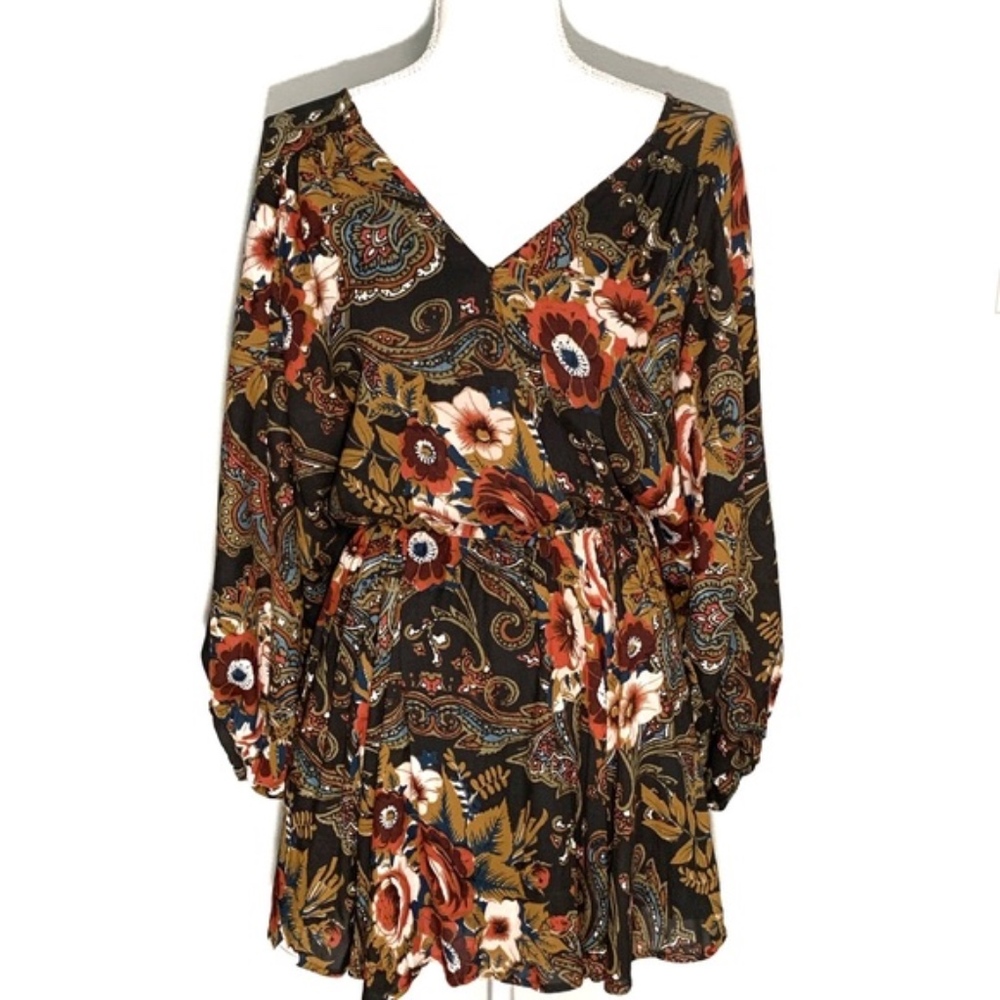 Free People Boho Long Sleeve Floral Dress Size XS